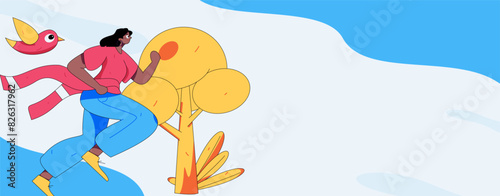 People exercising healthy running vector internet operation illustration
