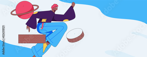 People exercising healthy running vector internet operation illustration
