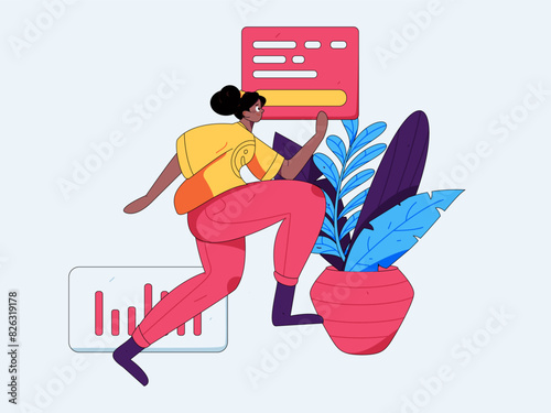 People exercising healthy running vector internet operation illustration
