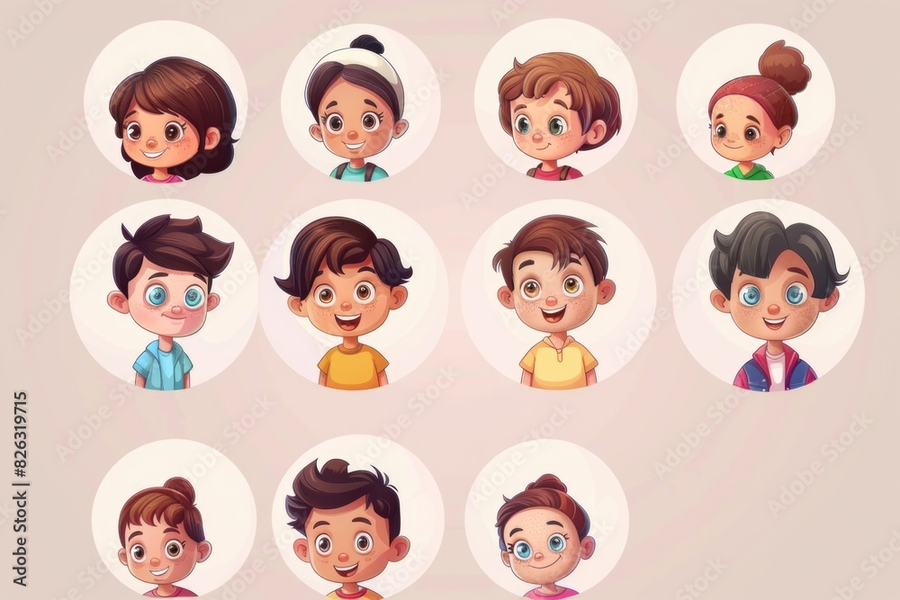 Group of children showing various emotions, suitable for educational materials Group of children showing various emotions, suitable for educational materials