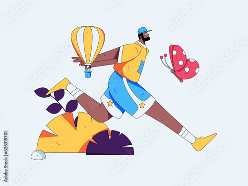 People exercising healthy running vector internet operation illustration
