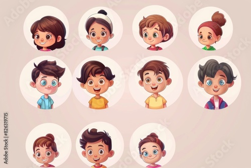 Group of children showing various emotions, suitable for educational materials