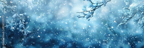 Blue Winter Abstract Background with Snowflakes and Copy Space for Creative Designs