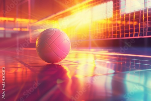 Volleyball ball on court, suitable for sports concept