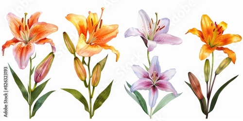 Various colored flowers on a simple white background. Perfect for adding a pop of color to any design