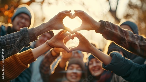 The group forming hearts photo