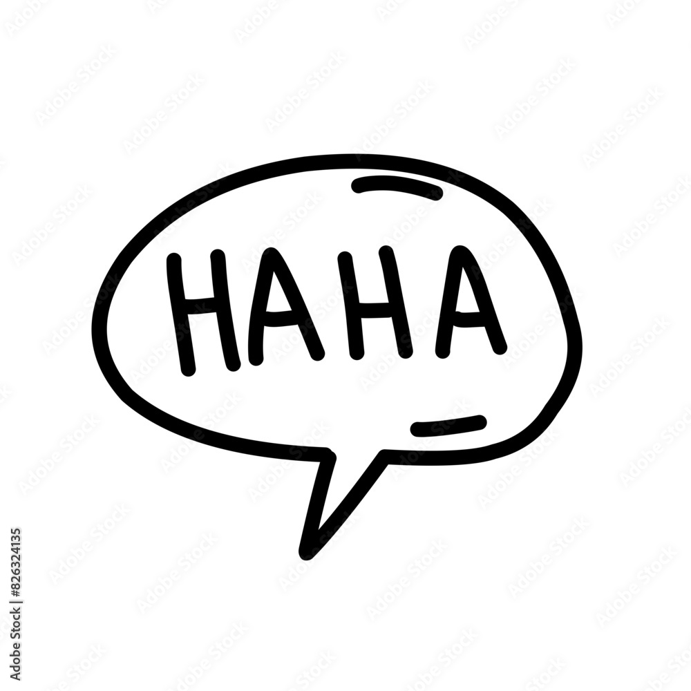 Speech bubble with handwritten text Ha-ha-ha Speech bubble with handwritten text Ha-ha-ha