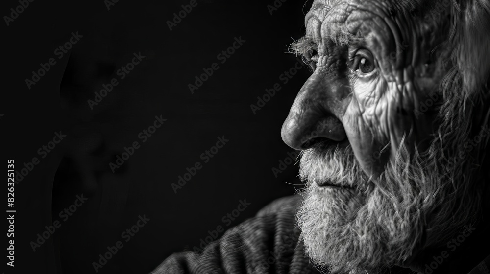 wisdoms gaze the thoughtful contemplation of an elderly gentleman captured in a poignant black and white portrait wisdoms gaze the thoughtful contemplation of an elderly gentleman captured in a poignant black and white portrait