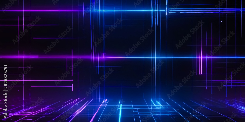 Futuristic background and digital grid pattern with neon blue and purple on a dark background Futuristic background and digital grid pattern with neon blue and purple on a dark background