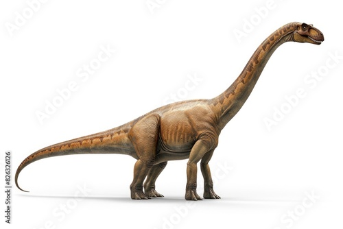 A toy dinosaur standing on a white surface. Suitable for educational materials