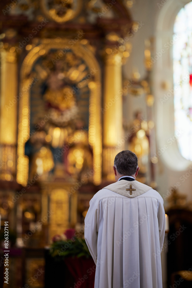 Christian baptism ceremony in a church in Bavaria Germany Christian baptism ceremony in a church in Bavaria Germany