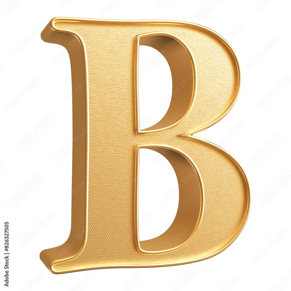 Letter B uppercase . 3D render golden letter Letter B uppercase . 3D render golden letter