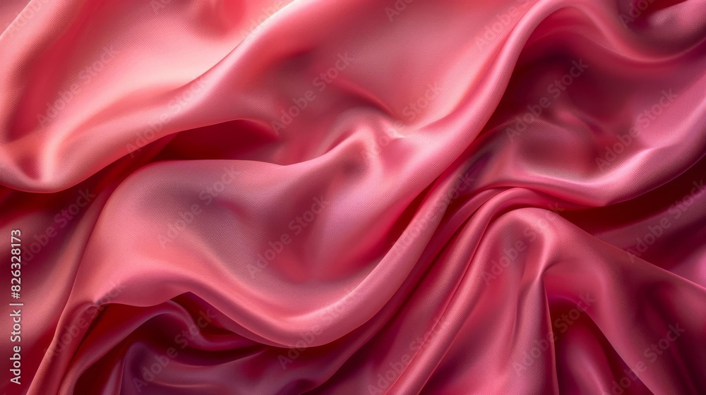 Obraz premium Generate an image of a pink silk fabric with soft folds and a luxurious feel. The fabric should be the main focus of the image, with a shallow depth of field.