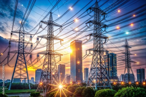 power station with electricity pylon