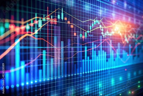 stock market graph. abstract background of finance and business concept. double exposure.