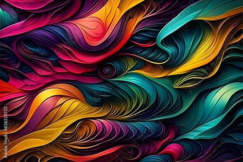 Translucent pastel smooth background with abstract multi colored waves and curves. © Muhammad Afzal
