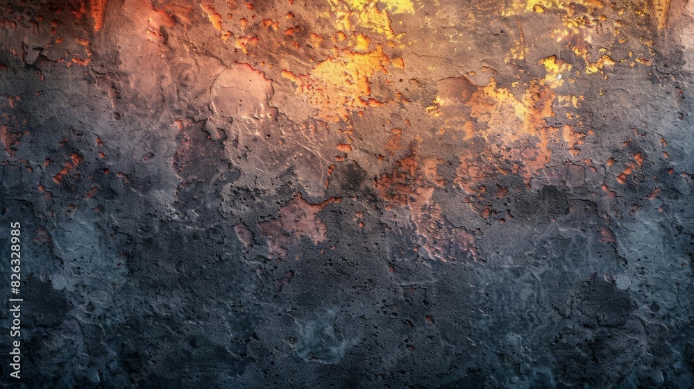Grungy, Weathered, Cracked, and Damaged Wall Texture with Yellow and Orange Highlights Grungy, Weathered, Cracked, and Damaged Wall Texture with Yellow and Orange Highlights