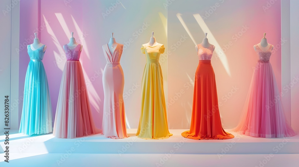 Fashion dresses on light color background Fashion dresses on light color background