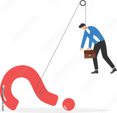 Hard question with no answer or solution, critical business problem, doubtful or stress burden concept,

