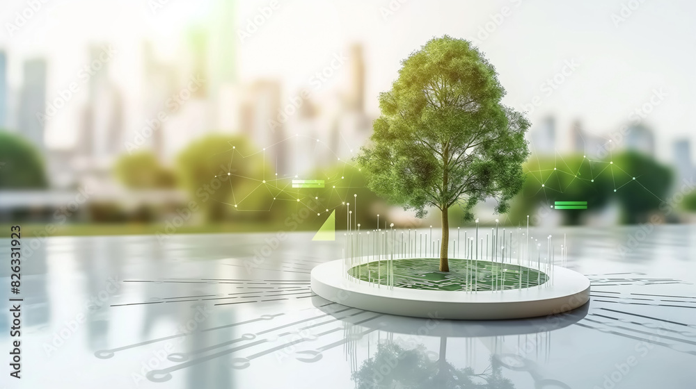 Future Technology and Sustainable Development: Tree Symbolizing Ecology and Innovation