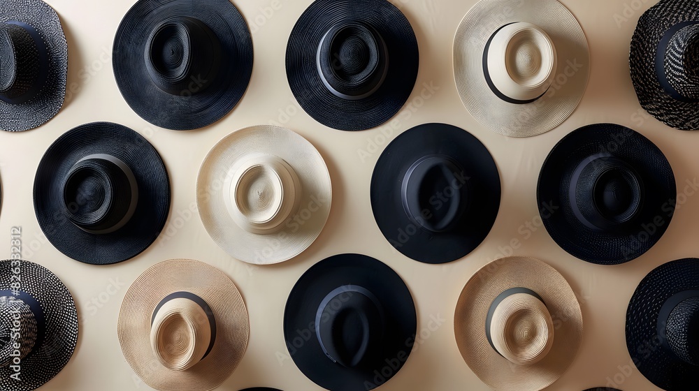 Modern fashion hats on light color background Modern fashion hats on light color background