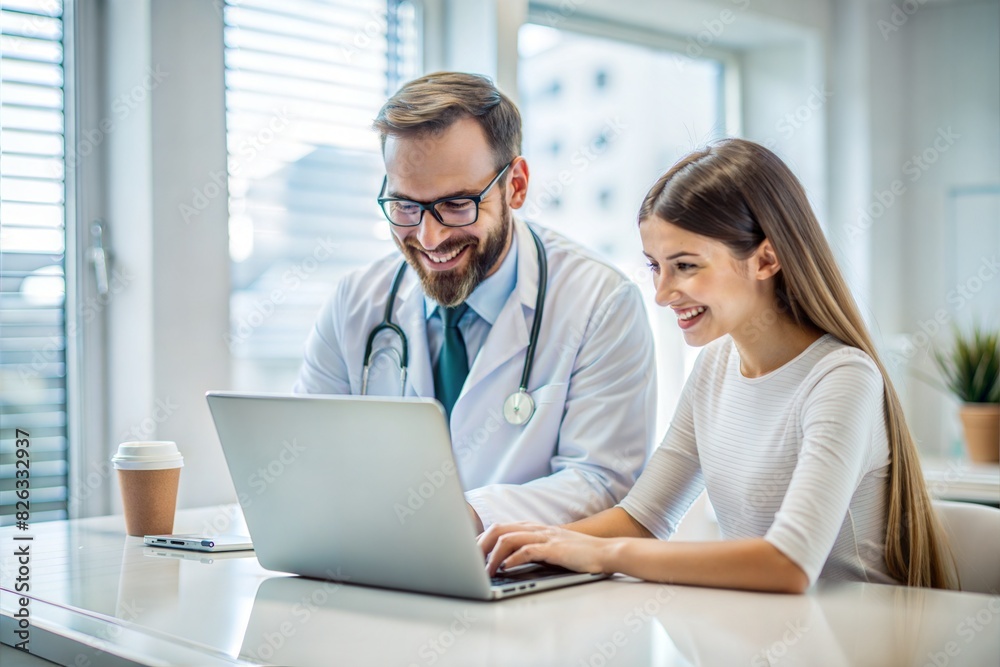 young doctor and patient with stethoscope at the office. health and healthcare concept young doctor and patient with stethoscope at the office. health and healthcare concept