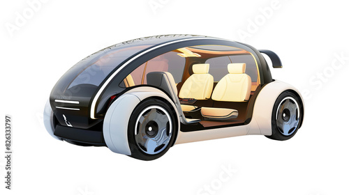 Driverless cars: Cars that use autonomous technology and autonomous driving systems. This eliminates the need for the driver to control himself and increases safety. white background