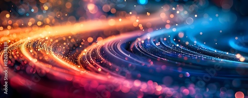 Hypnotic Swirls of Luminous Light Traveling Through a Sophisticated Global Fiber Optic Network System photo