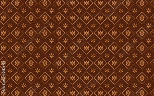 Flower geometric pattern. Seamless vector background. Brown and gold ornament. Ornament for fabric, wallpaper, packaging, Decorative print