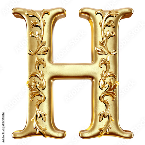 gold capital letter H with floral overlay