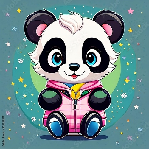 Vector panda character for t-shirt design photo