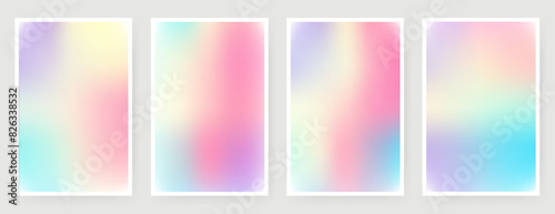 Set of gradient backgrounds in pastel colors. For covers, wallpapers, posters, mobile backgrounds, social media and other.  Vector background