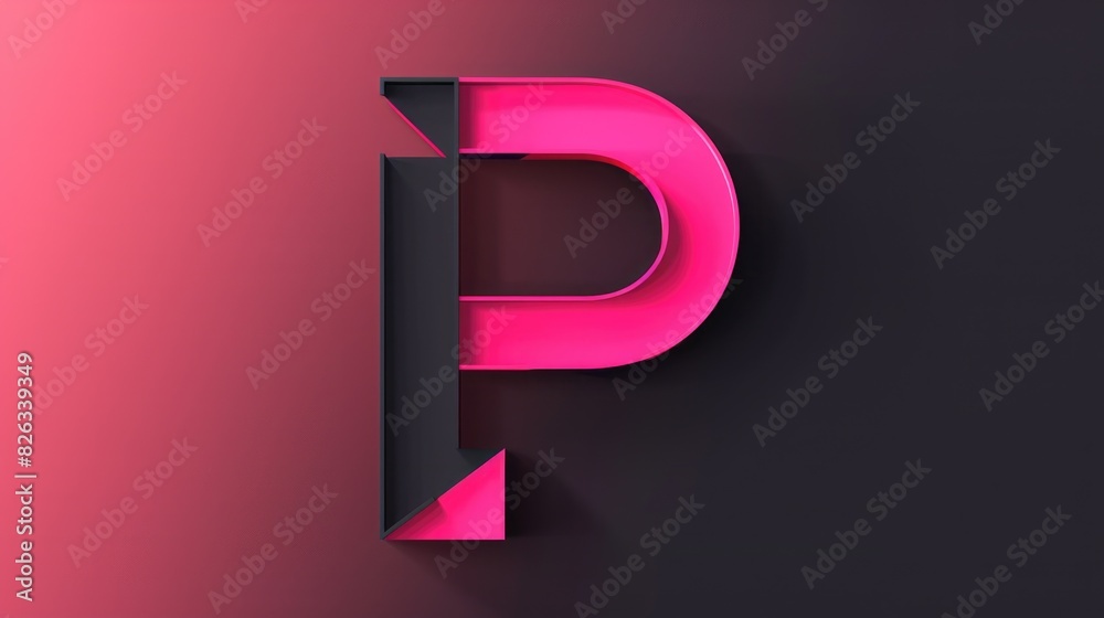 Simple and stylish image of a pink letter P on a black background. Suitable for various design projects Simple and stylish image of a pink letter P on a black background. Suitable for various design projects