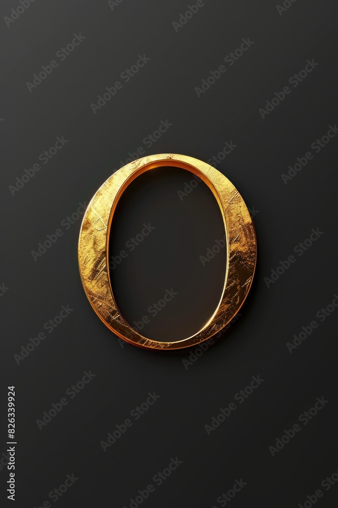 A shiny gold letter O on a sleek black background. Perfect for graphic design projects or typography enthusiasts A shiny gold letter O on a sleek black background. Perfect for graphic design projects or typography enthusiasts