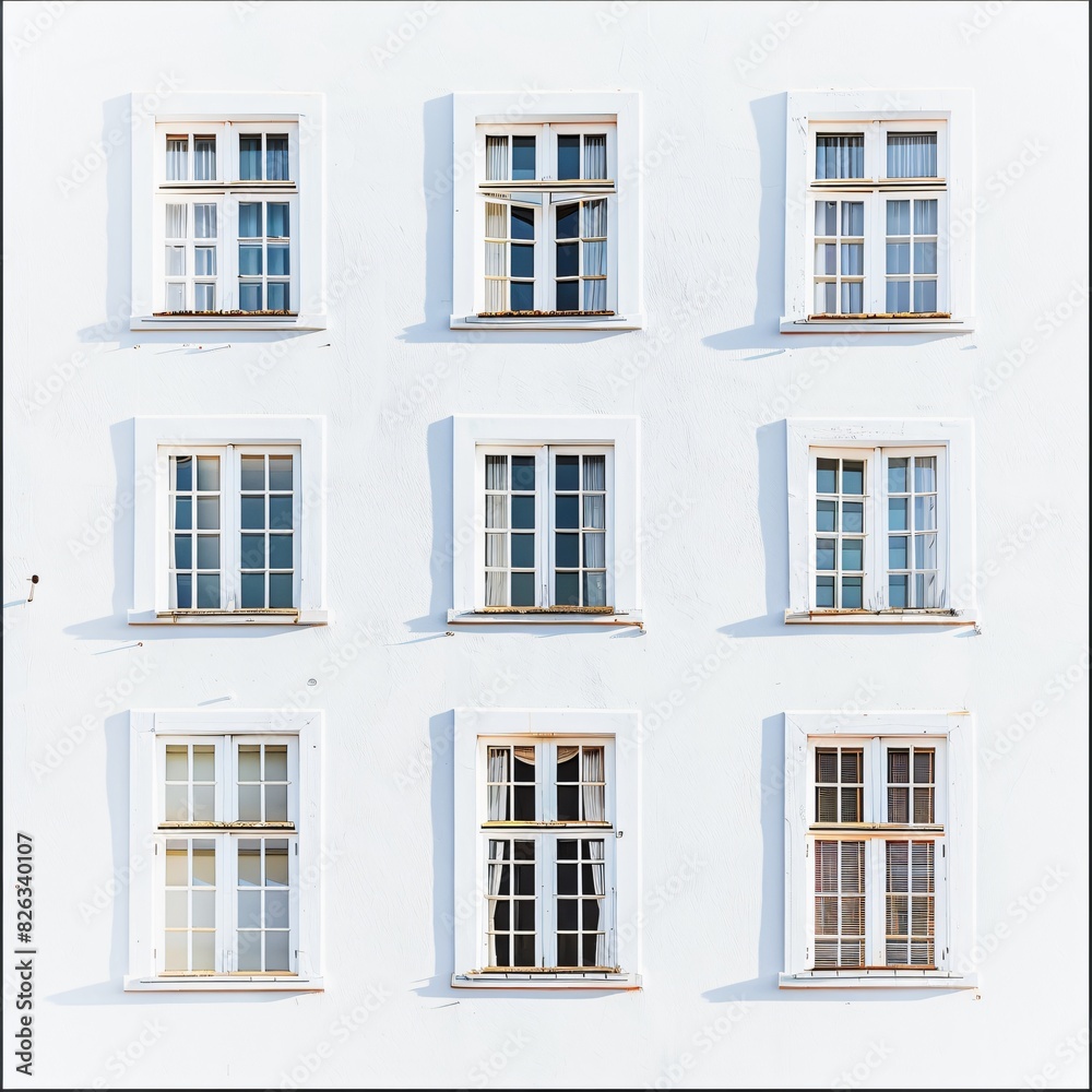 White building windows arranged as a pattern used for background. Close up view White building windows arranged as a pattern used for background. Close up view