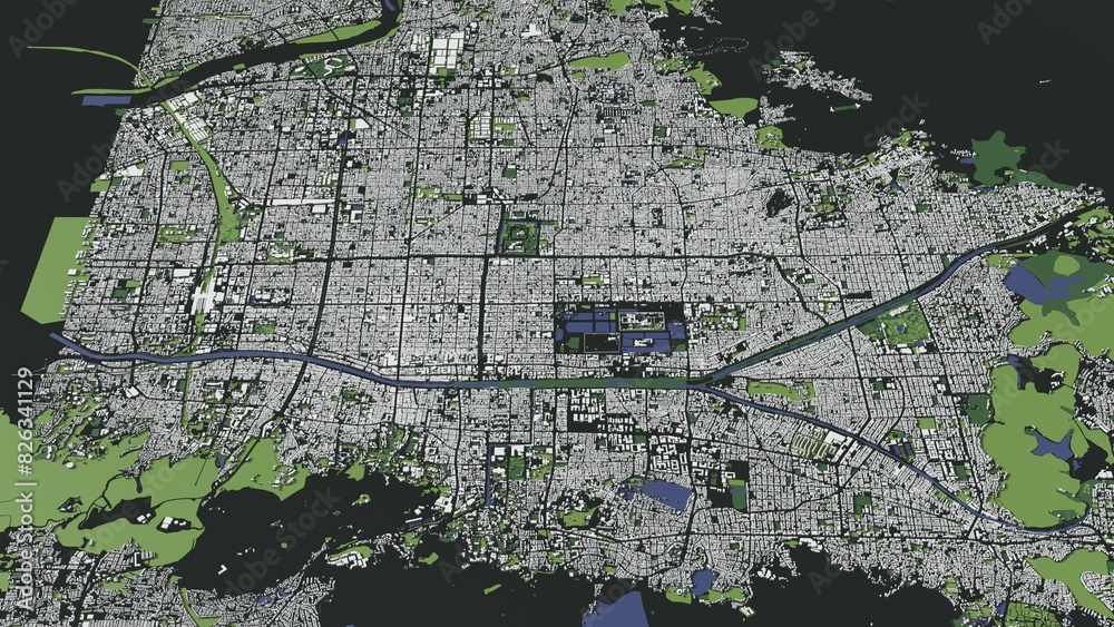 Obraz premium 3D illustration of city and urban in Kyoto Japan