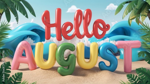 Obraz na płótnie Hello August Greeting Card