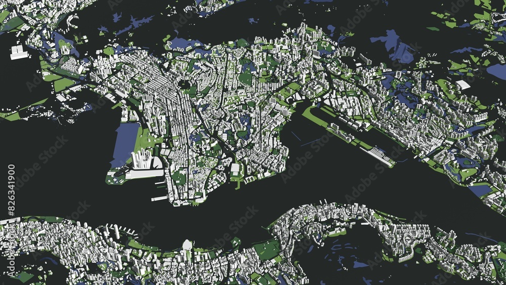 Fototapeta premium 3D illustration of city and urban in Hong Kong