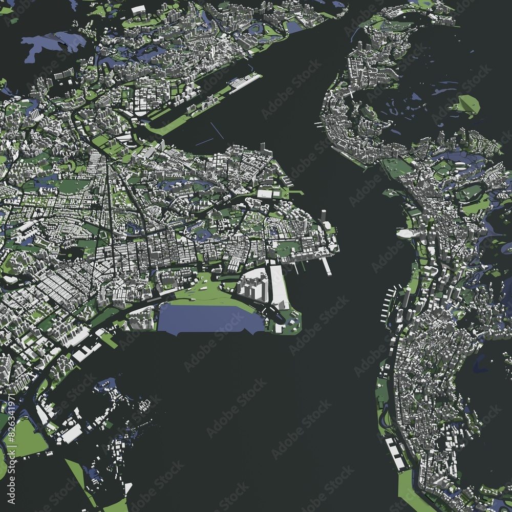 Fototapeta premium 3D illustration of city and urban in Hong Kong