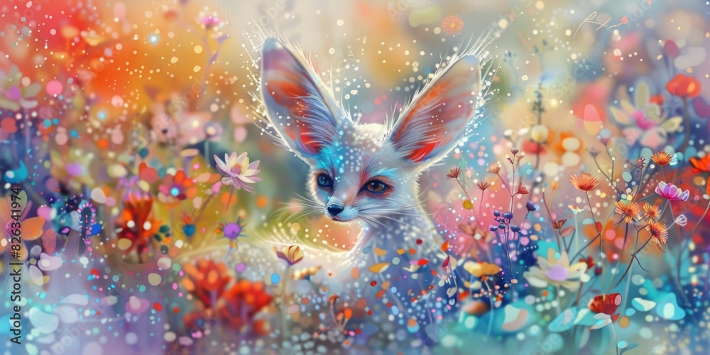 Cute rabbit in a vibrant field of flowers, perfect for springtime themes Cute rabbit in a vibrant field of flowers, perfect for springtime themes