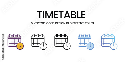 Timetable icons vector set stock illustration.