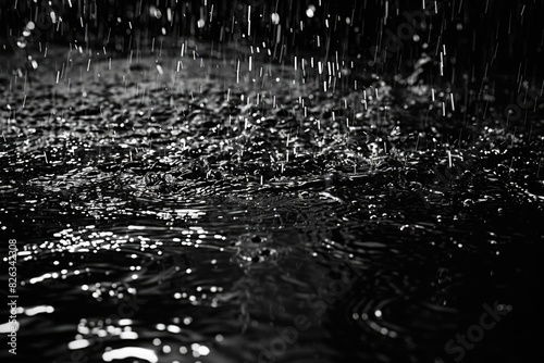 A black and white photo of a rain shower. Suitable for weather-related designs
