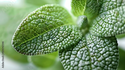  A close-up of a green leaf with water droplets on its leaves and a blurred background