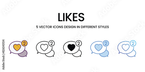 Likes icons vector set stock illustration.
