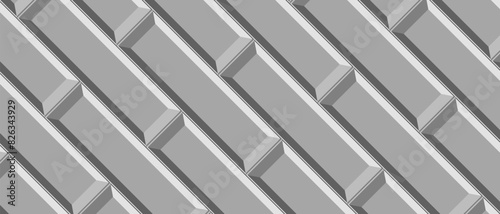 Grey brick wall pattern for kitchen and bathroom. Modern backdrop. Grey cover vector background.