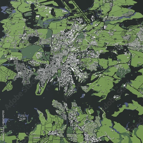 Photography 3D illustration of city and urban in Sydney Australia