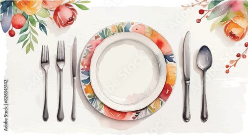 Tabble manners set of plate, spoon, fork and knife2