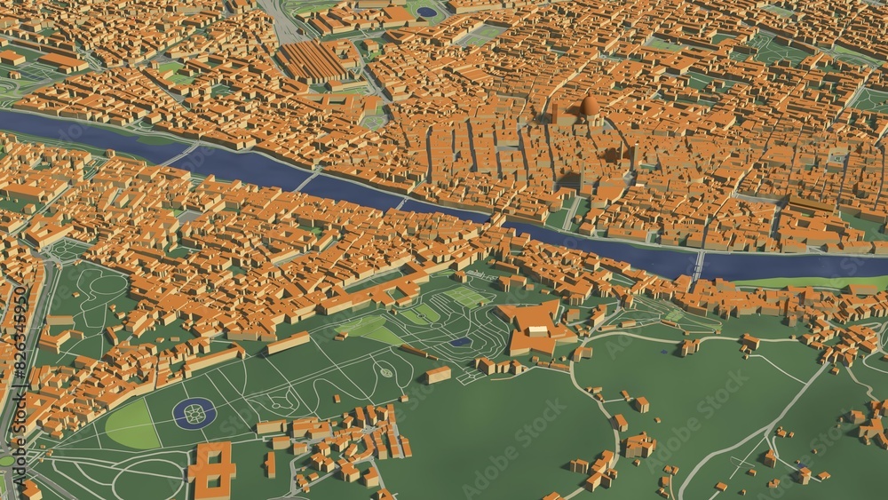 3D illustration of city and urban in Florence Italy
