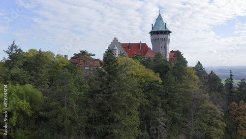 Aerial drone footage of Smolenicky Castle, Slovakia photo