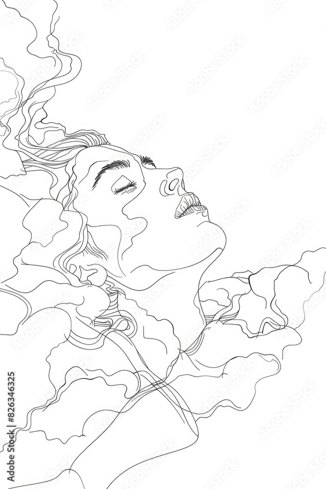 Fototapeta A drawing of a woman blowing a cigarette. Suitable for anti-smoking campaigns